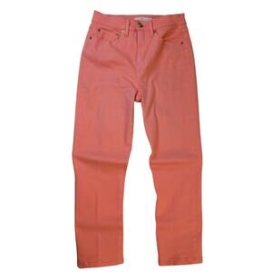 Tory Burch Cropped Skinny Jeans Salmon Pink Logo Detail Stretch Womens 26